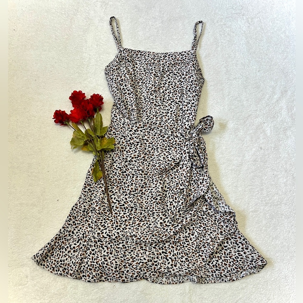 Abercrombie & Fitch Leopard Wrap Mini Dress - Small